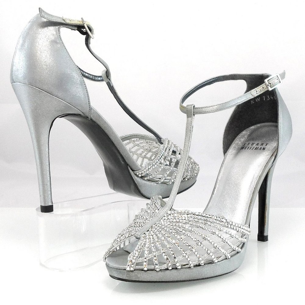 NIB$965 Stuart Weitzman Bridal Collection WeaveMe Swarovski Crystals Sandals 8